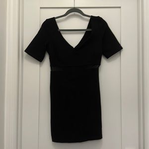 Black Mesh cutout vneck dress
